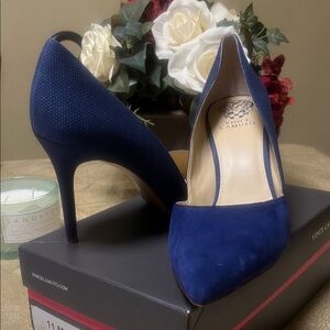 Vince Camuto Deep Blue Suede Pointed-Toe Pumps